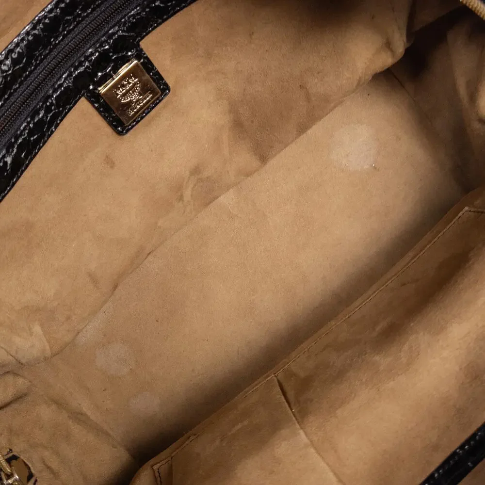 MCM Harlequin Satchel Bag Black Leather Y2K Maximalist Collector
